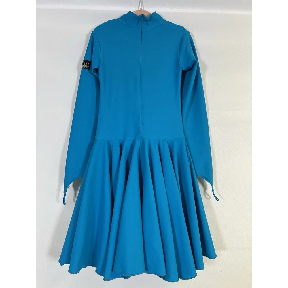 Ballroom Latin Dance Competition Dress for Pre-Teen girls Blue Size 8-10
